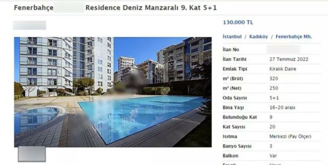İstanbul'da bir daire için aylık 130 bin TL kira istenmesi dudak uçuklattı İstanbul'da bir daire için aylık 130 bin TL kira istenmesi dudak uçuklattı