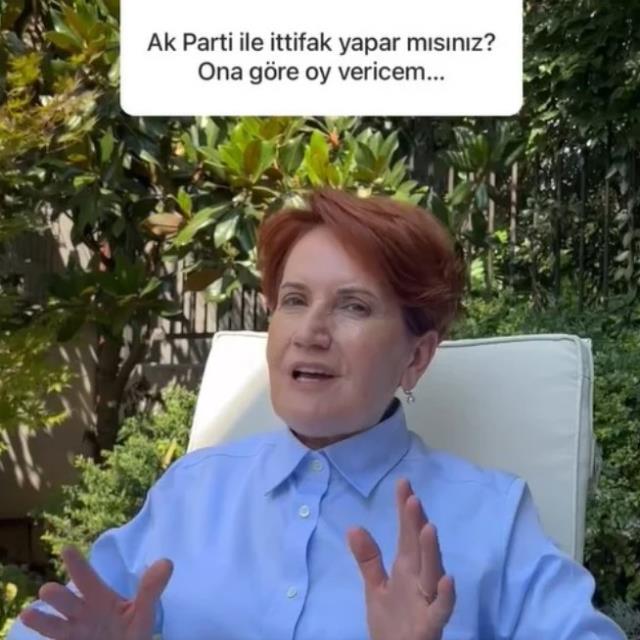 Akşener'den 'AK Parti ile ittifak yapar mısınız?' sorusuna tek cümlelik yanıt Akşener'den 'AK Parti ile ittifak yapar mısınız?' sorusuna tek cümlelik yanıt
