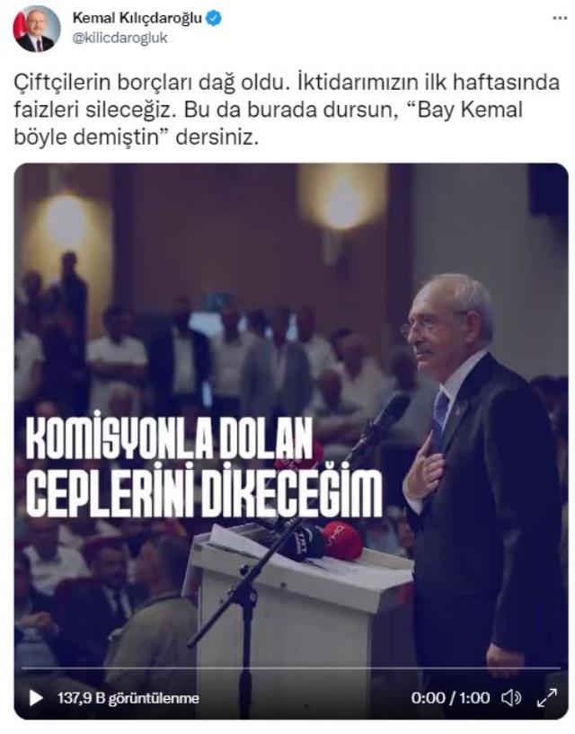Kılıçdaroğlu, iktidara gelmesi halinde çiftçilerin borçlarındaki faizleri sileceğini söyledi, salonda alkış tufanı koptu Kılıçdaroğlu, iktidara gelmesi halinde çiftçilerin borçlarındaki faizleri sileceğini söyledi, salonda alkış tufanı koptu