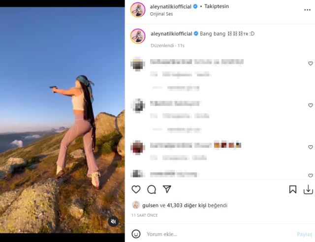 Yaylaya çıkan Aleyna Tilki, eline silah alarak ateş etti Yaylaya çıkan Aleyna Tilki, eline silah alarak ateş etti