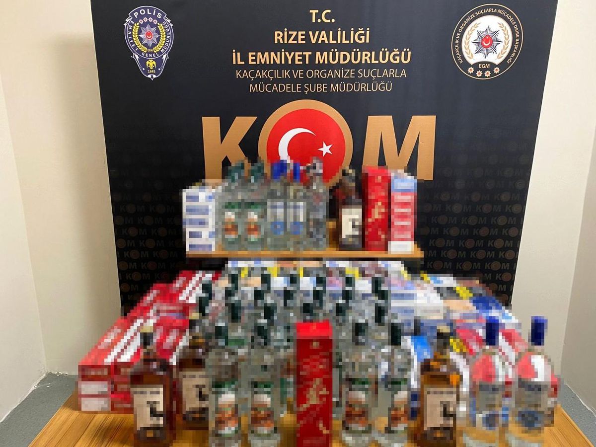 Rize\'de kaçak sigara ve içki operasyonu: 2 gözaltı