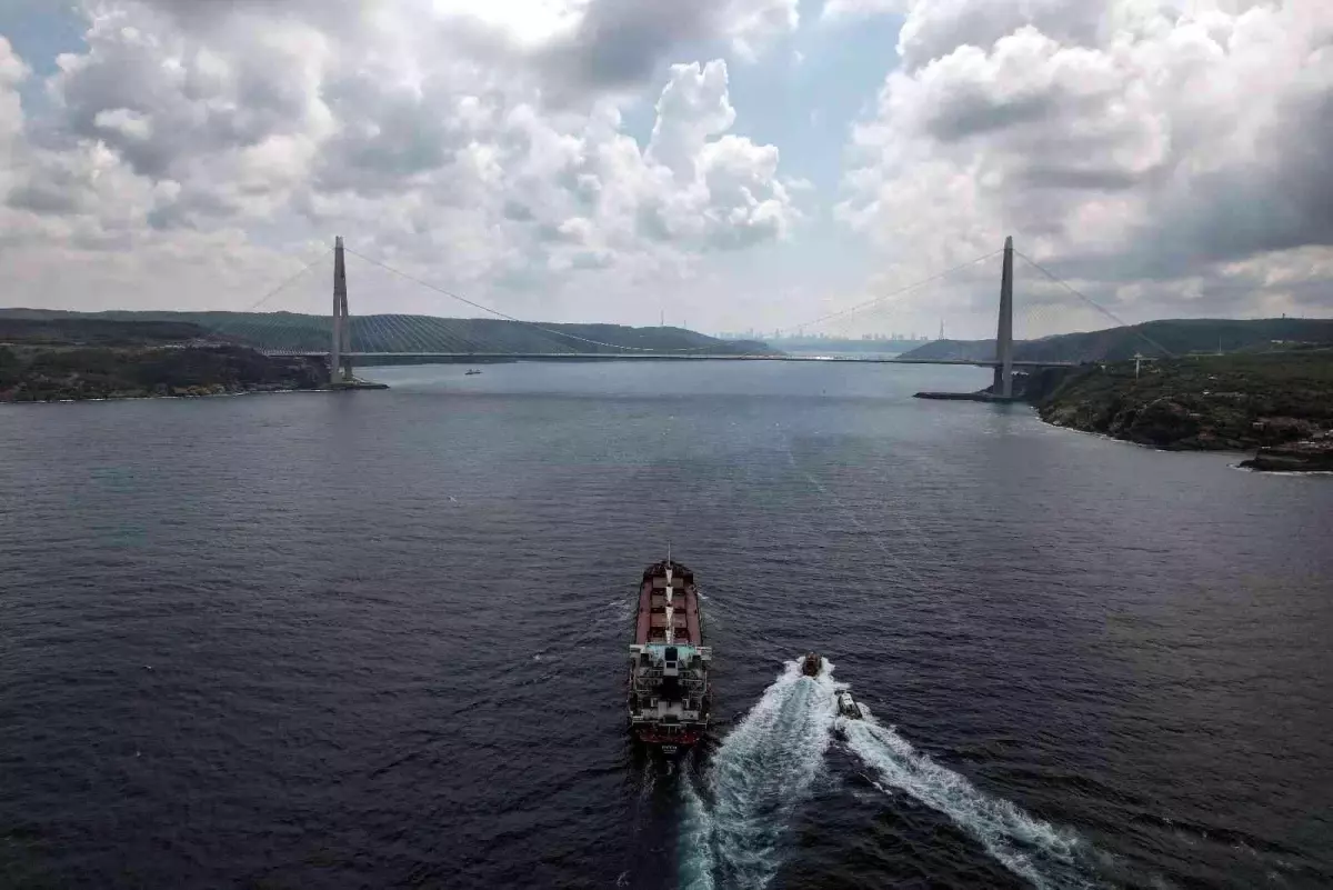 Ukrayna\'dan çıkan tahıl yüklü gemi "Razoni" İstanbul Boğazı\'ndan geçti