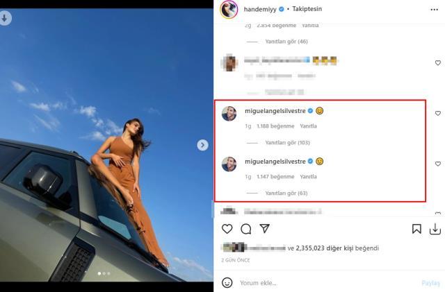 Ünlü oyuncu Miguel Angel Silvestre, Hande Erçel'i yakın takibe aldı Ünlü oyuncu Miguel Angel Silvestre, Hande Erçel'i yakın takibe aldı