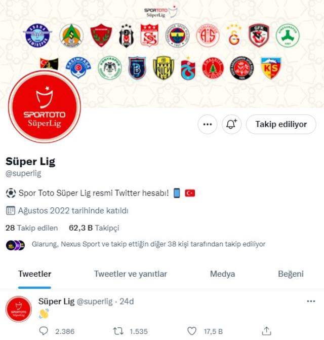 Süper Lig'in sosyal medya hesabı resmen açıldı! İşte yapılan ilk paylaşım Süper Lig'in sosyal medya hesabı resmen açıldı! İşte yapılan ilk paylaşım