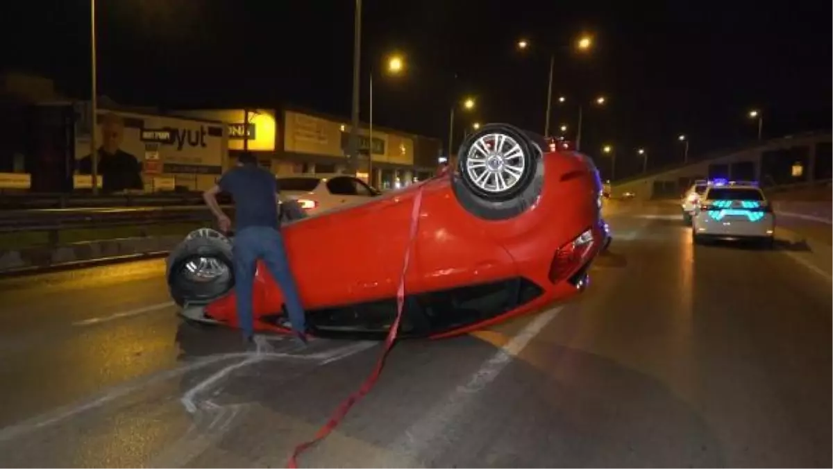 Takla atarak metrelerce sürüklenen otomobilden burnu bile kanamadan çıktı