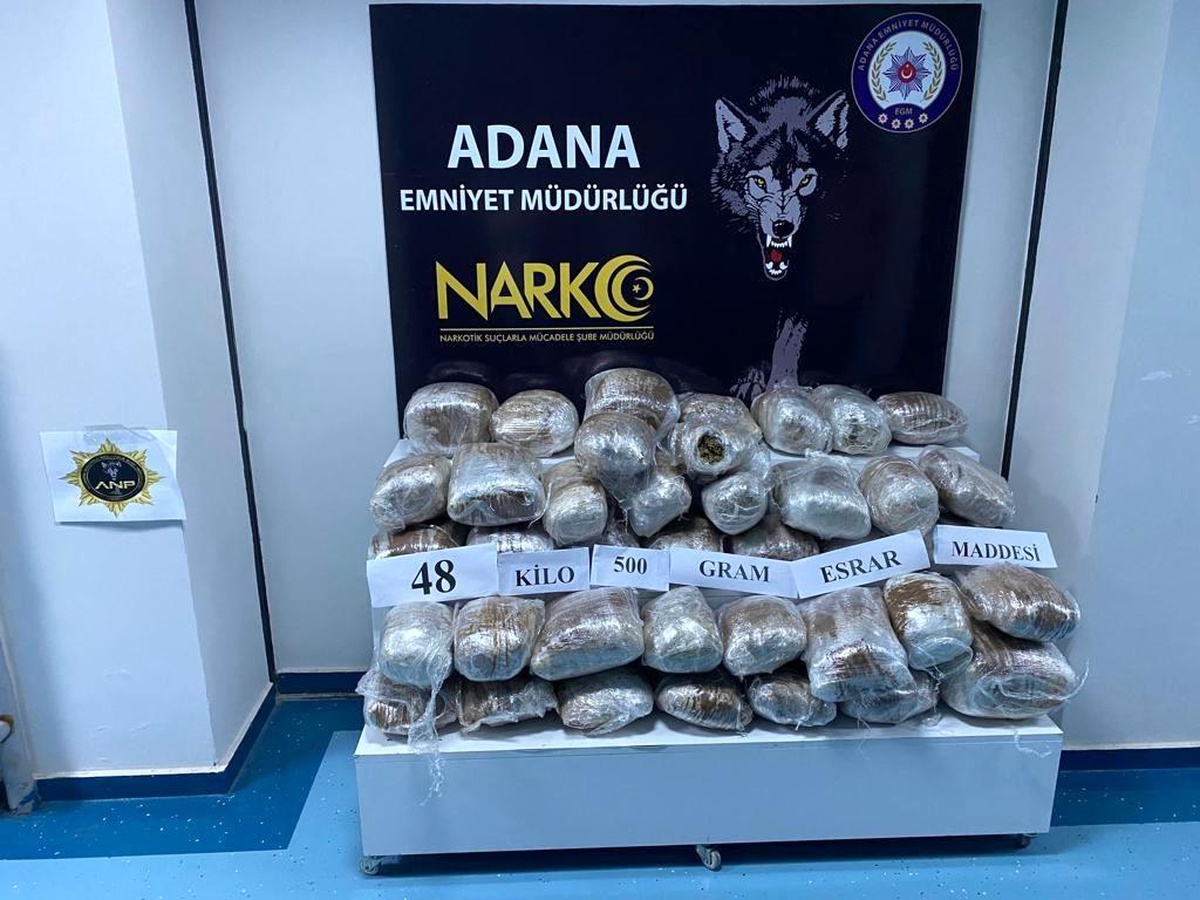 Adana\'da 48 kilo 500 gram esrar ele geçirildi
