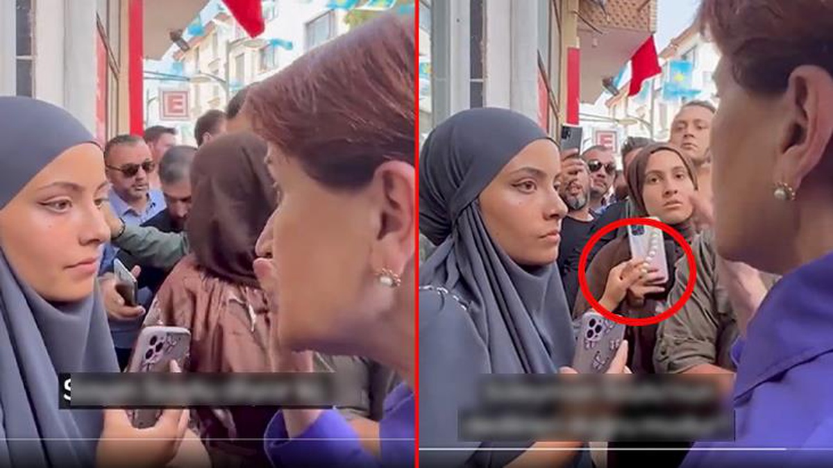 İYİ Parti lideri Akşener\'e soru soran genç kız yüz ifadesiyle dikkat çekti! Arkadaşının elini tutarak dinledi