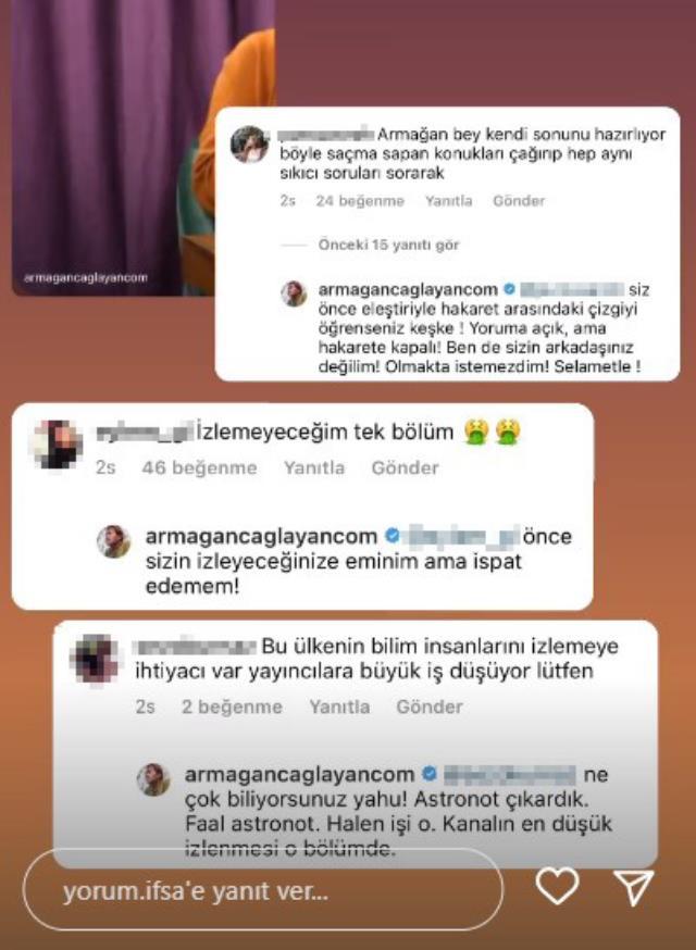 Armağan Çağlayan'dan 'Sonunu hazırlıyorsun' diyen takipçisine cevap: Eleştiri ve hakaret arasındaki çizgiyi öğrenin