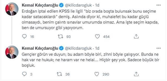 Kılıçdaroğlu, KPSS'nin iptal edilmesine ilişkin Erdoğan'ın 'Bunu seçime kadar satacaklardı' sözlerine yanıt verdi