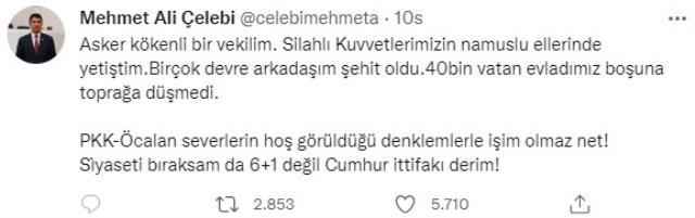 AK Parti'ye katılacağı iddia edilen Mehmet Ali Çelebi, bazı geçmiş paylaşımlarını hemen sildi AK Parti'ye katılacağı iddia edilen Mehmet Ali Çelebi, bazı geçmiş paylaşımlarını hemen sildi