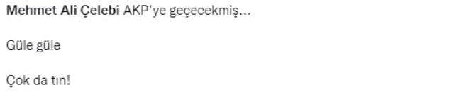 CHP'den istifa eden Mehmet Ali Çelebi'den dikkat çeken çıkış: 6+1 değil, Cumhur İttifakı derim CHP'den istifa eden Mehmet Ali Çelebi'den dikkat çeken çıkış: 6+1 değil, Cumhur İttifakı derim