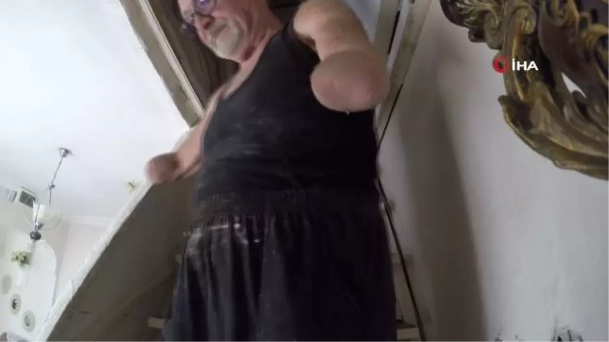 İki kolu ve bir bacağı olmayan adam yaptıklarıyla hayrete düşürüyor