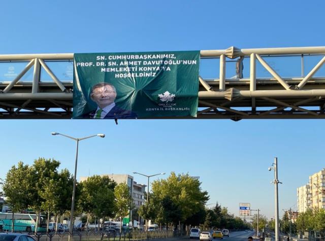 Konya'ya gidecek olan Erdoğan'a, Gelecek Partisi'nden karşılama pankartı: Davutoğlu'nun memleketine hoş geldiniz Konya'ya gidecek olan Erdoğan'a, Gelecek Partisi'nden karşılama pankartı: Davutoğlu'nun memleketine hoş geldiniz
