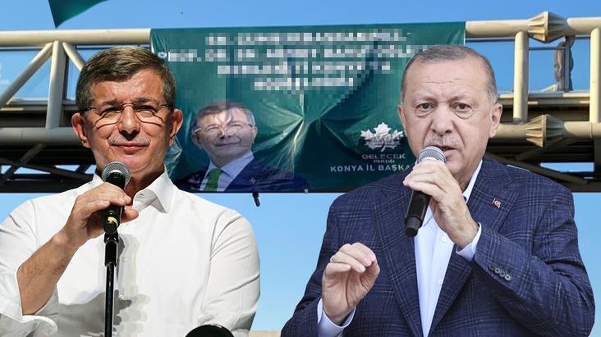 GP\'den Cumhurbaşkanı Erdoğan\'a karşı, "Cumhurbaşkanımız, Ahmet Davutoğlu\'nun memleketi Konya\'ya hoş geldiniz" pankartı
