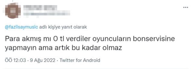 Ünlü piyanist Fazıl Say'ın Fenerbahçe'nin rakibi Ümraniyespor hakkındaki söylemlerine tepki yağıyor