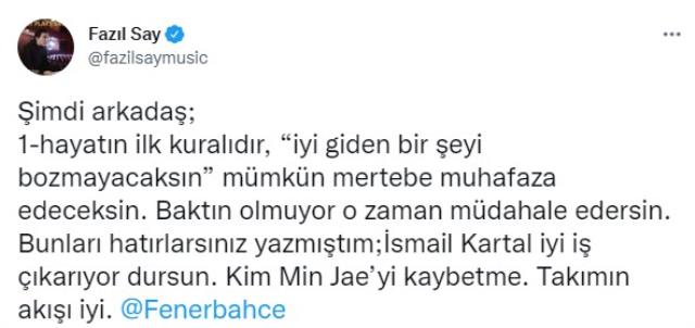 Ünlü piyanist Fazıl Say'ın Fenerbahçe'nin rakibi Ümraniyespor hakkındaki söylemlerine tepki yağıyor