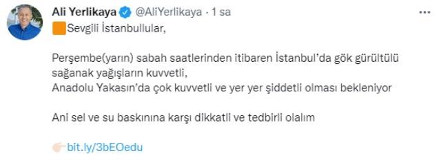 Son Dakika! AFAD'dan İstanbullulara uyarı: Yarın sabah etkili olacak yağış nedeniyle hortum, sel vb. olumsuzluklara karşı dikkatli olun