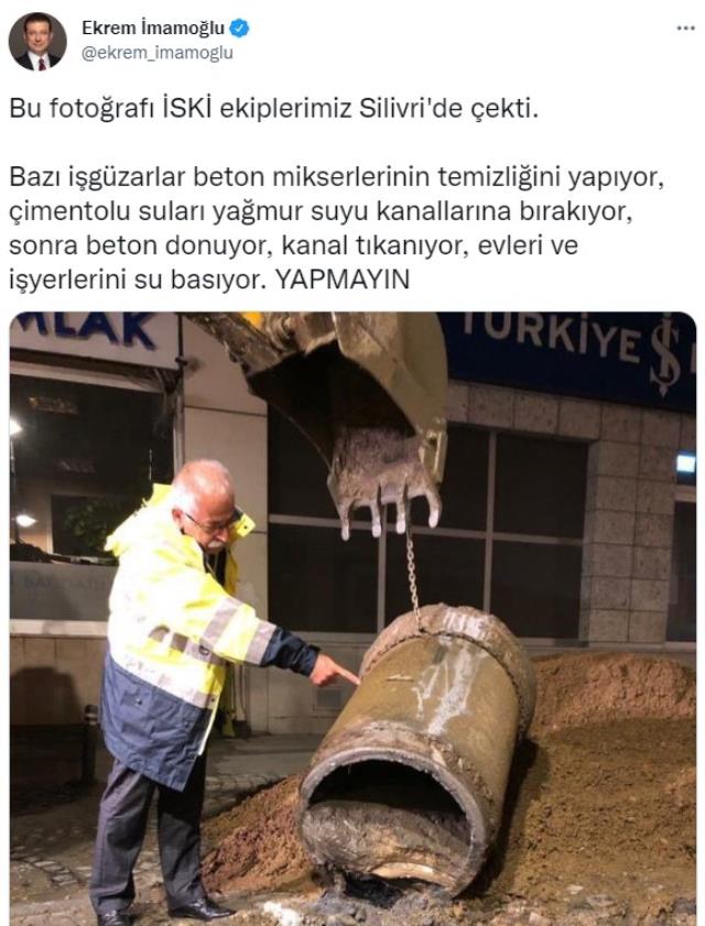 Çimentolu suların yağmur kanallarına bırakılması İmamoğlu'nu isyan ettirdi: İşgüzarlık bu Çimentolu suların yağmur kanallarına bırakılması İmamoğlu'nu isyan ettirdi: İşgüzarlık bu