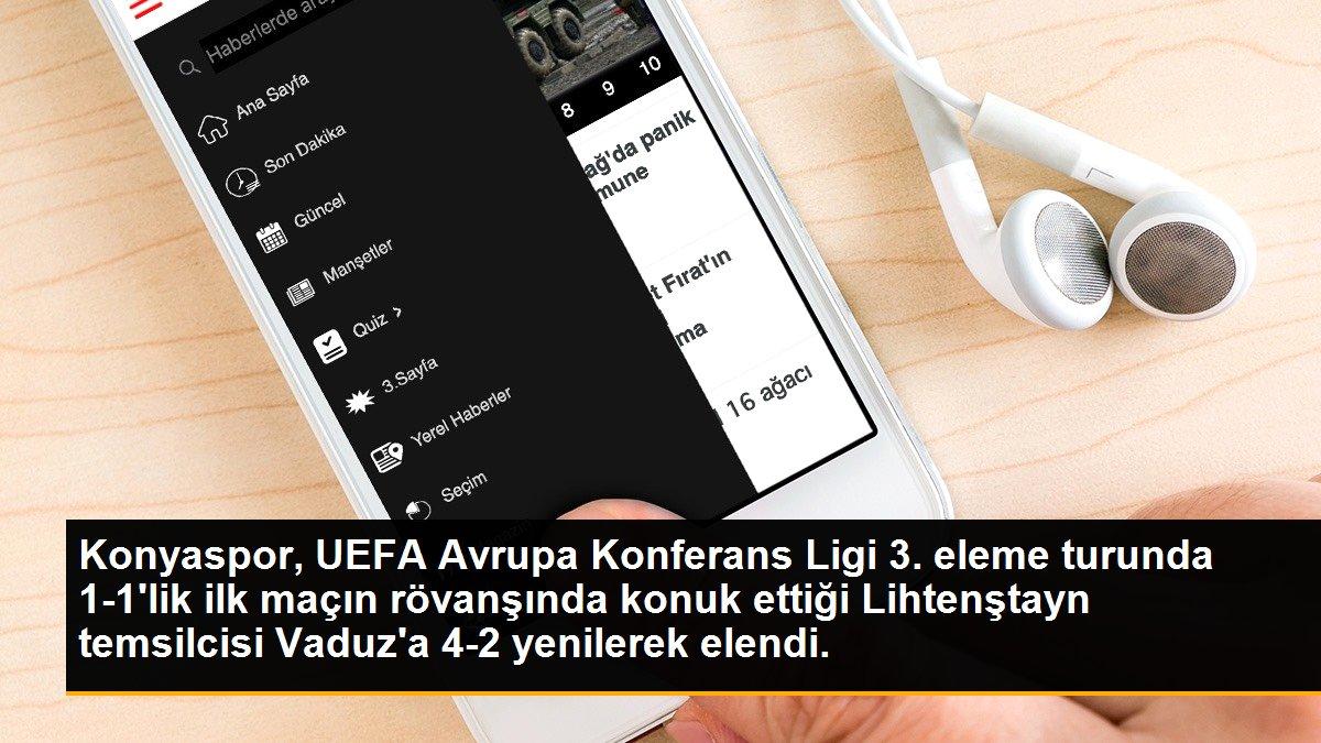 Konya spor haberleri | Konyaspor, UEFA Avrupa Konferans Ligi 3. eleme turunda 1-1\'lik ilk maçın rövanşında konuk ettiği Lihtenştayn temsilcisi Vaduz\'a 4-2 yenilerek elendi.