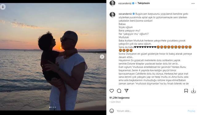 Oğluyla fotoğraflarını paylaşan Özcan Deniz'den imalı sözler: Mutluluğu kavrayamayan cahiller var