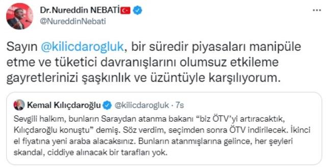 Bakan Nebati, 'Biz ÖTV'yi artıracaktık, Kılıçdaroğlu konuştu' sözlerine açıklık getirdi Bakan Nebati, 'Biz ÖTV'yi artıracaktık, Kılıçdaroğlu konuştu' sözlerine açıklık getirdi