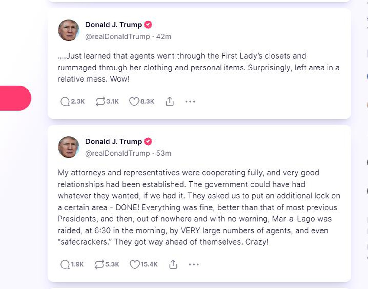Eski ABD başkanı Donald Trump, evine yapılan aranmayı bizzat onayladığını açıklayan Adalet Bakanı Merrick Garland\'a Truth sosyal medya hesabından...