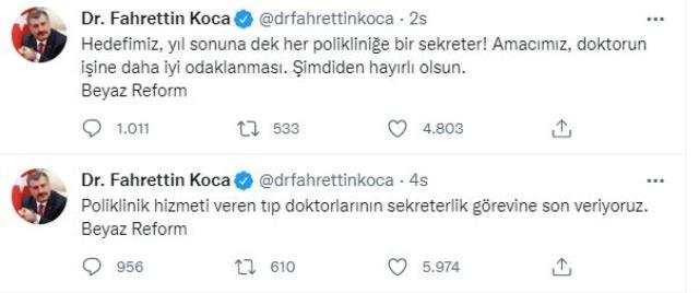 Bakan Koca, yıl sonuna kadar her polikliniğe bir sekreter hedefini tarih vererek duyurdu