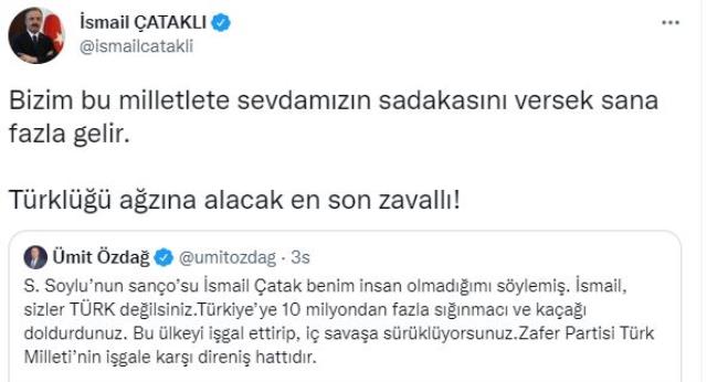 Ümit Özdağ ve İsmail Çataklı sosyal medyada birbirlerine girdi: Senin yatacak yerin yok