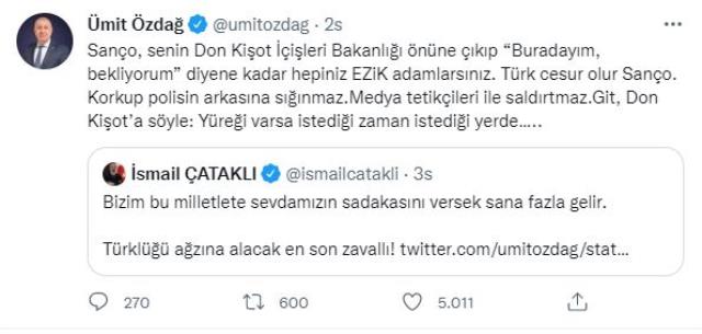 Ümit Özdağ ve İsmail Çataklı sosyal medyada birbirlerine girdi: Senin yatacak yerin yok