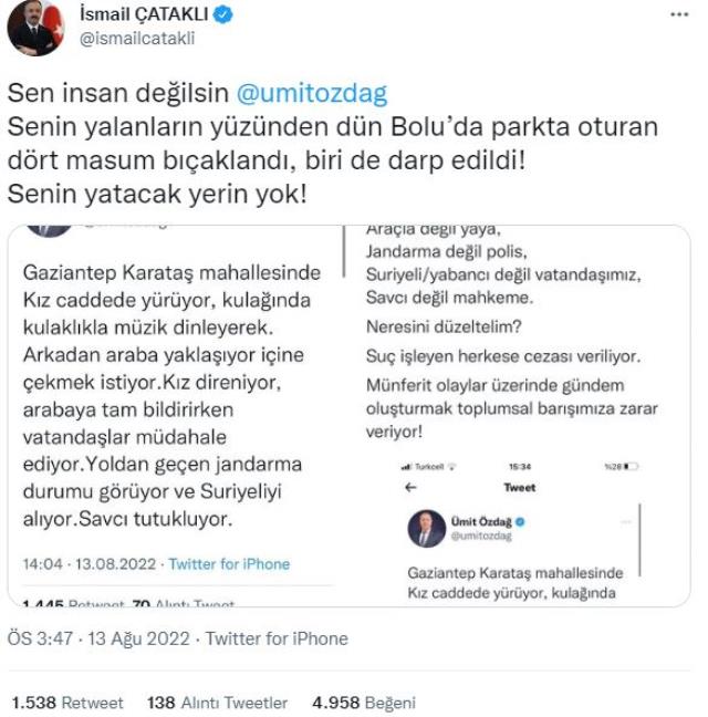 Ümit Özdağ ve İsmail Çataklı sosyal medyada birbirlerine girdi: Senin yatacak yerin yok