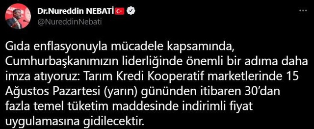 Son dakika haber! Bakan Nebati: 'Vatandaşlarımızı gıda enflasyonuna karşı korumakta kararlıyız' Son dakika haber! Bakan Nebati: 'Vatandaşlarımızı gıda enflasyonuna karşı korumakta kararlıyız'