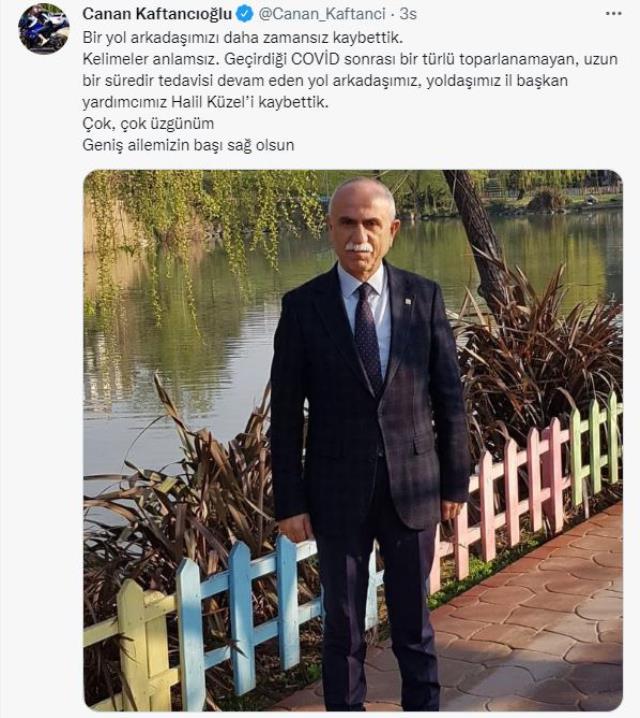 CHP İstanbul İl Başkan Yardımcısı Halil Küzel koronavirüs nedeniyle hayatını kaybetti CHP İstanbul İl Başkan Yardımcısı Halil Küzel koronavirüs nedeniyle hayatını kaybetti