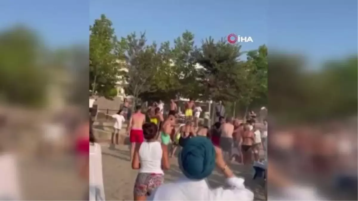 Sahilde yumrukların uçuştuğu kavga kamerada