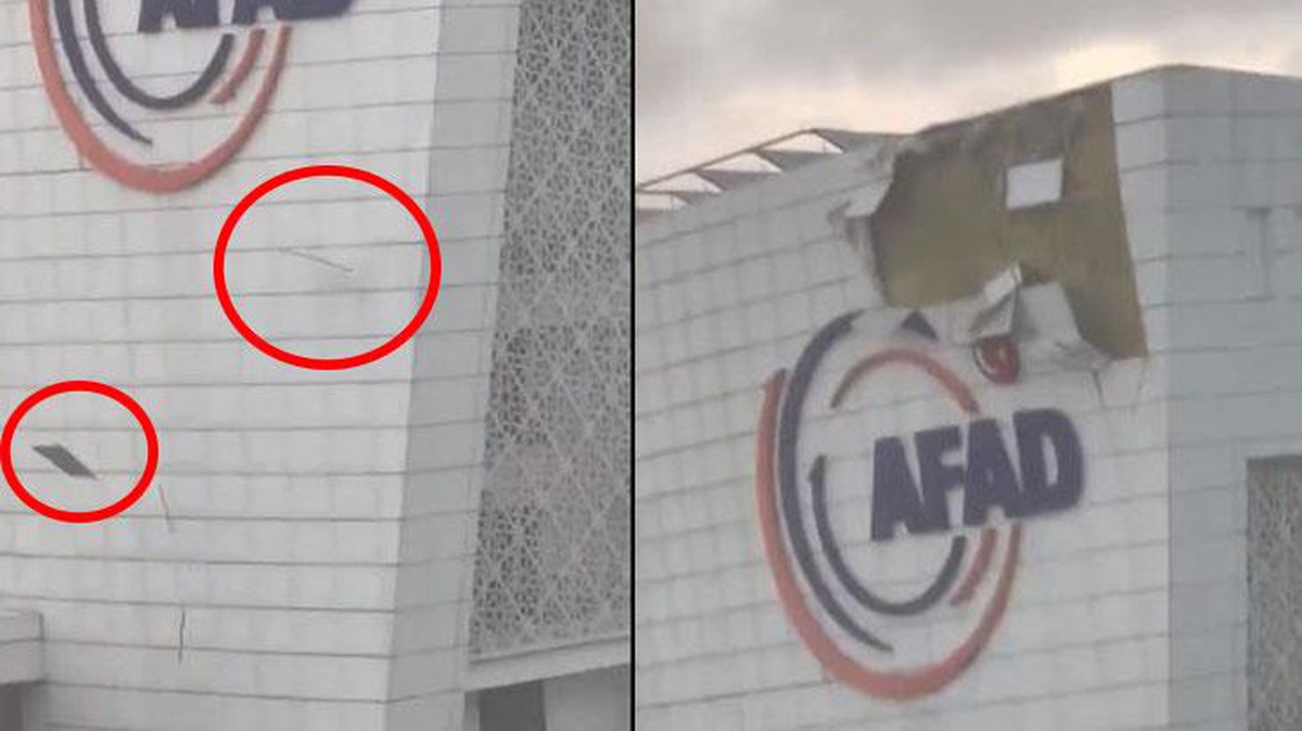 Ankara\'da etkili olan fırtına AFAD binasının dış cephesini söktü!