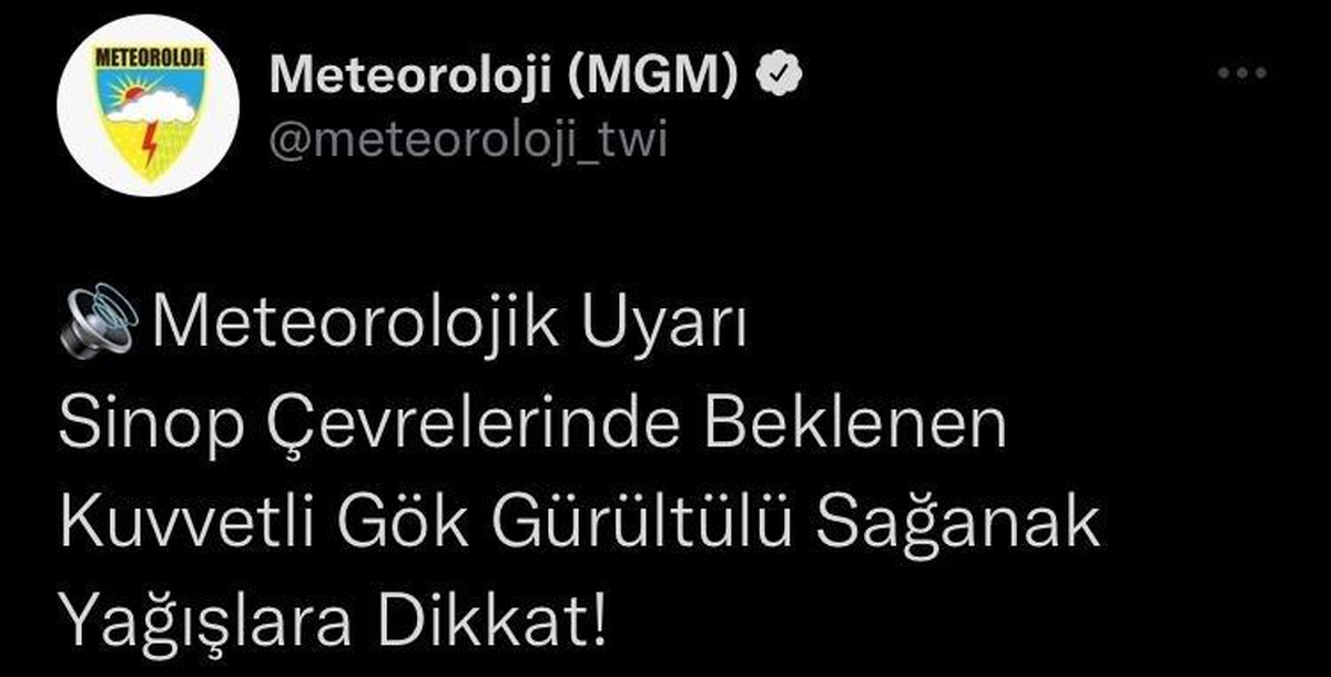 Meteorolojiden Sinop ve çevresinde kuvvetli sağanak yağış uyarısı