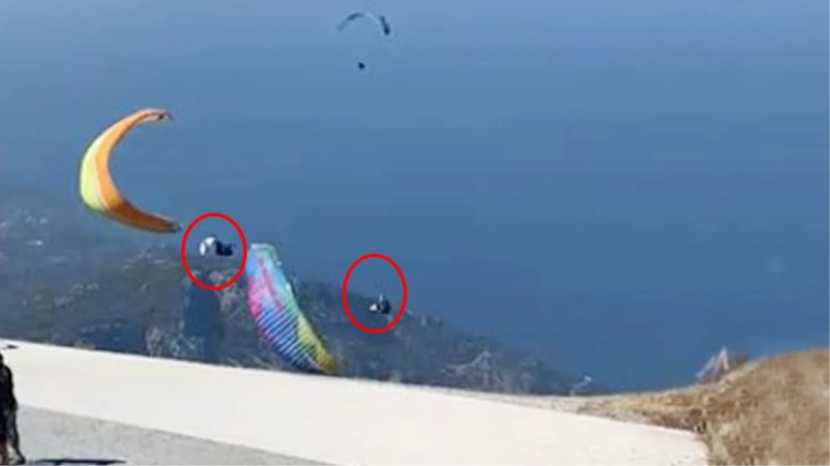 Korkutan kaza! Yamaç paraşütü pilotları gökyüzünde çarpıştı