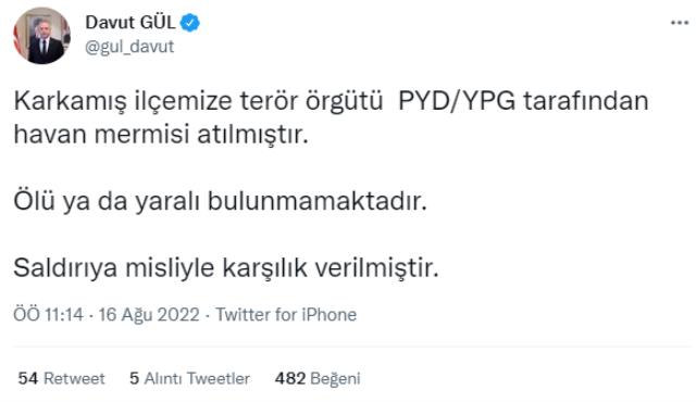 Bölücü terör örgütü PKK/PYD/YPG Türkiye'ye saldırdı! Vali Gül'den açıklama