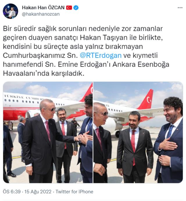 Hakan Taşıyan'ın Cumhurbaşkanı Erdoğan'a olan vefası Twitter'da gündem oldu
