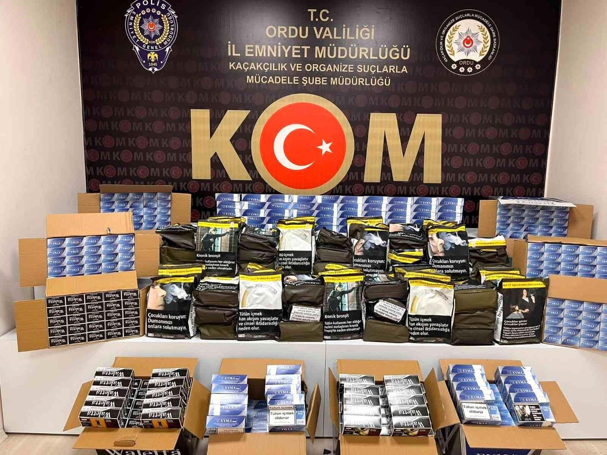 Ordu\'da piyasa değeri 1,5 milyon TL olan kaçak tütün operasyonu