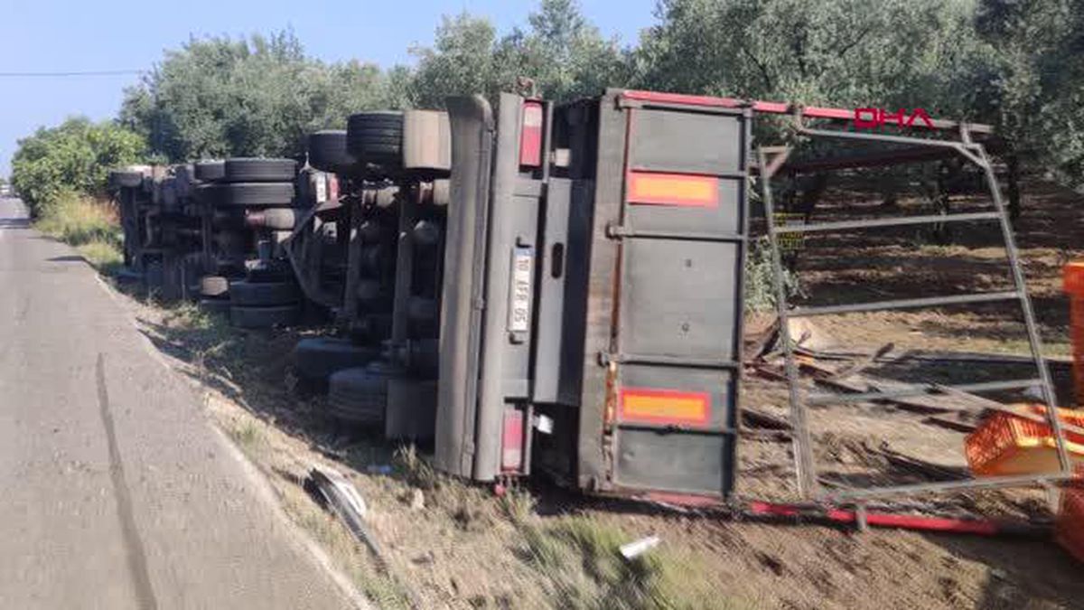 BURSA'DA TIR DEVRİLDİ; YÜZLERCE TAVUK ÖLDÜ