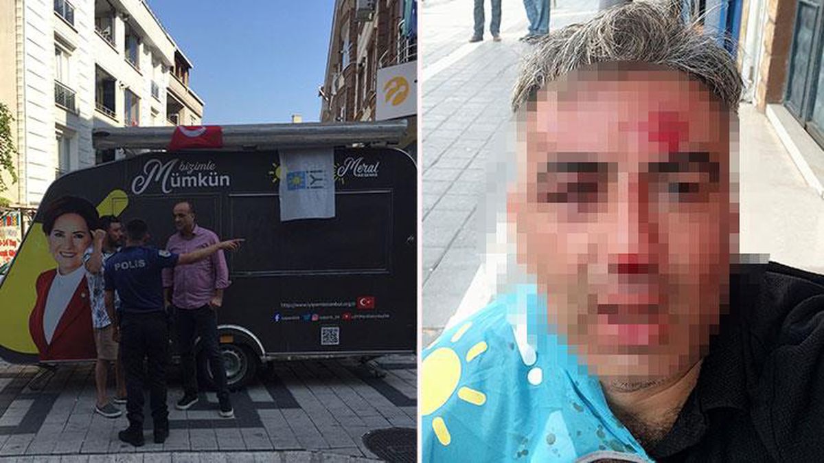 Esenyurt\'ta İYİ Parti karavanına saldırı! 25 saldırgan partilileri dövüp kaçtı