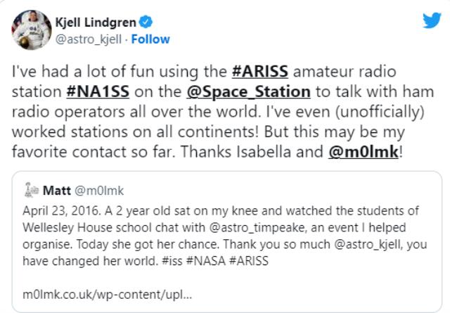 8 yaşındaki kız amatör radyo kullanarak Amerikalı astronot ile sohbet etti 8 yaşındaki kız amatör radyo kullanarak Amerikalı astronot ile sohbet etti