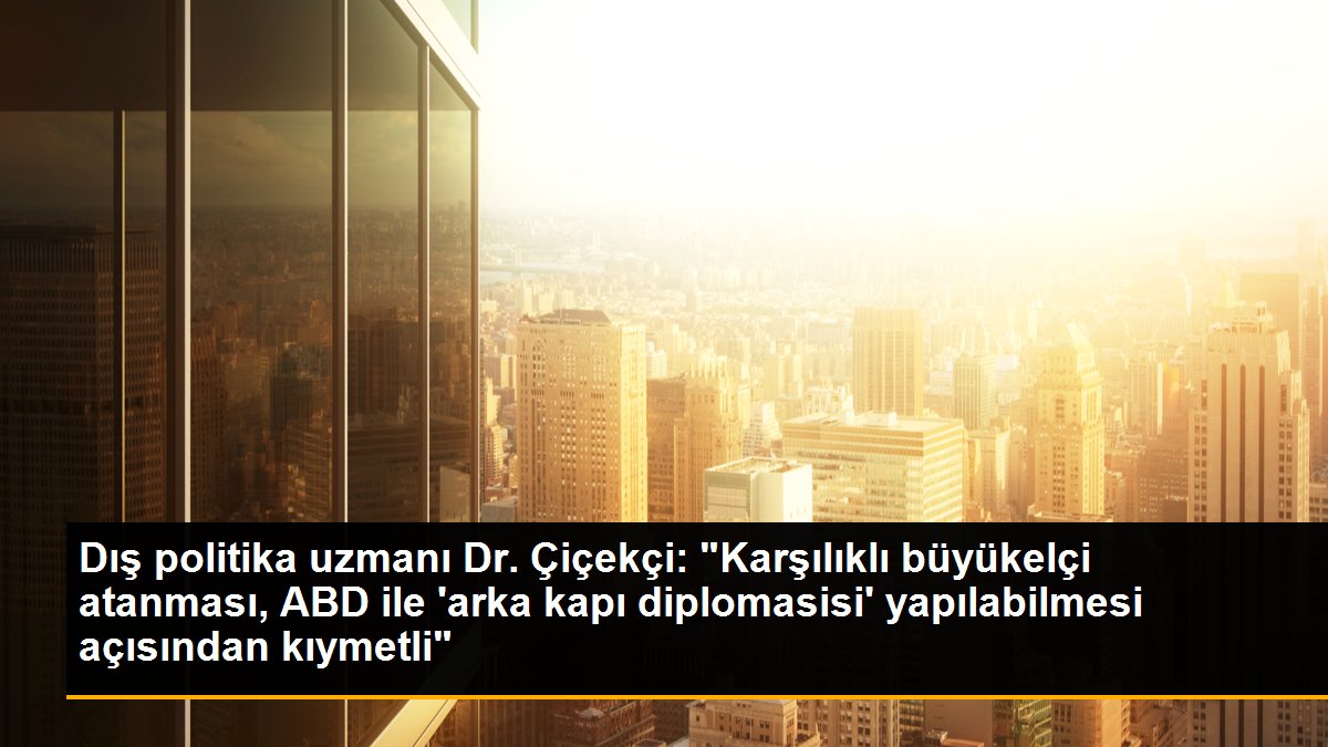 Dış politika uzmanı Dr. Çiçekçi: "Karşılıklı büyükelçi atanması, ABD ile \'arka kapı diplomasisi\' yapılabilmesi açısından kıymetli"