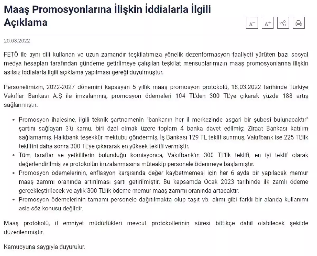 EGM\'den maaş promosyonlarına ilişkin iddialarla ilgili açıklama