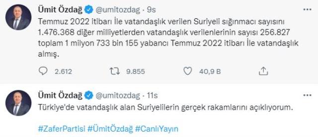 Mustafa Sandal ile AK Partili Tunç arasındaki Suriyeli tartışmasına Ümit Özdağ da dahil oldu Mustafa Sandal ile AK Partili Tunç arasındaki Suriyeli tartışmasına Ümit Özdağ da dahil oldu