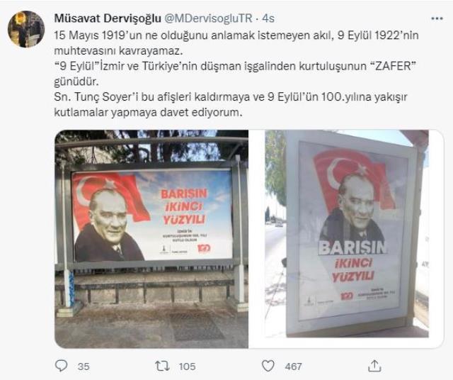 İYİ Partili Dervişoğlu'ndan Tunç Soyer'e afiş tepkisi İYİ Partili Dervişoğlu'ndan Tunç Soyer'e afiş tepkisi