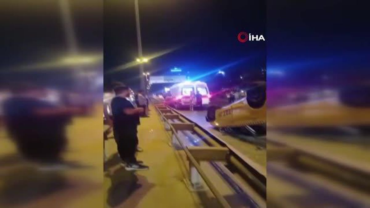 Esenler'de alkollü taksi şoförü takla attı, sıkıştığı yerden vatandaşlar çıkardı
