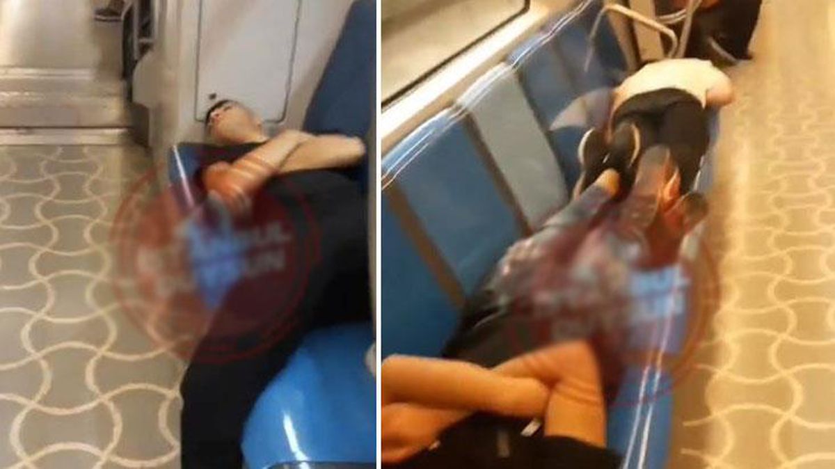 İstanbul Kartal metrosunda kimseye aldırış etmeden uyuyan gençler tepki çekti