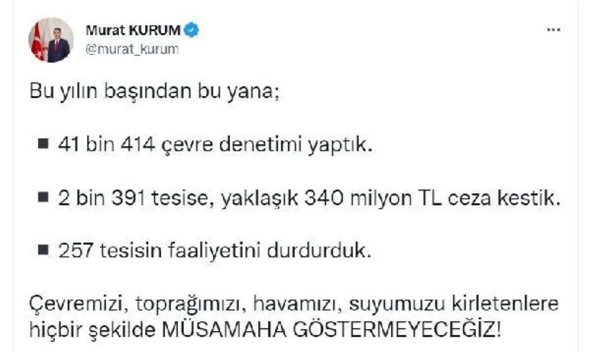 Çevre, Şehircilik ve İklim Değişikliği Bakanı Murat Kurum Açıklaması