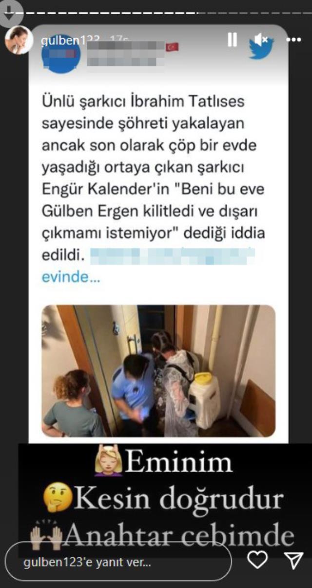 Çöp evde bulunan şarkıcı Engür Kalender 'Gülben beni eve kilitledi' dedi, Gülben Ergen'den yalanlama gecikmedi Çöp evde bulunan şarkıcı Engür Kalender 'Gülben beni eve kilitledi' dedi, Gülben Ergen'den yalanlama gecikmedi